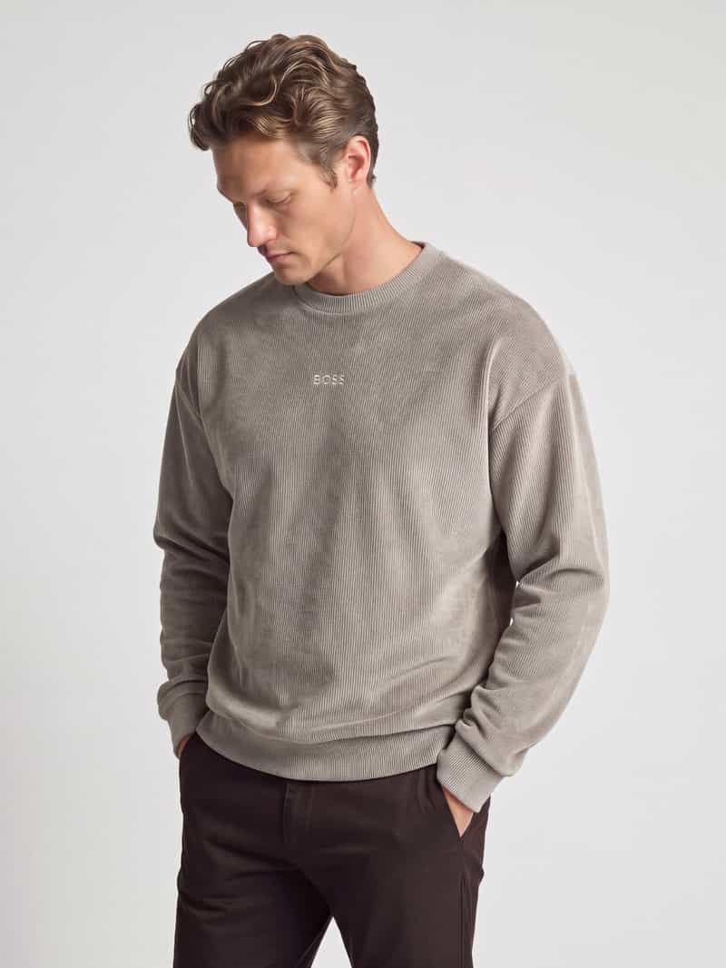 BOSS Green Sweatshirt met fluweelachtig oppervlak