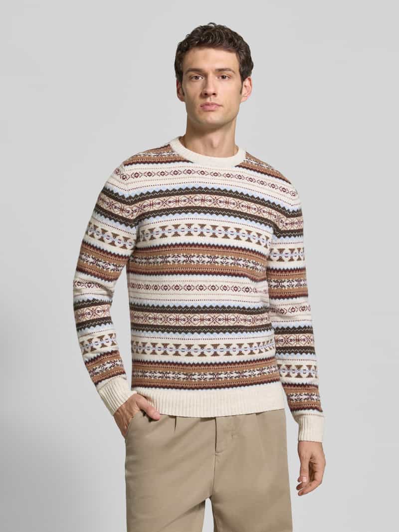 MCNEAL Slim gebreide pullover van katoenmix met ronde hals