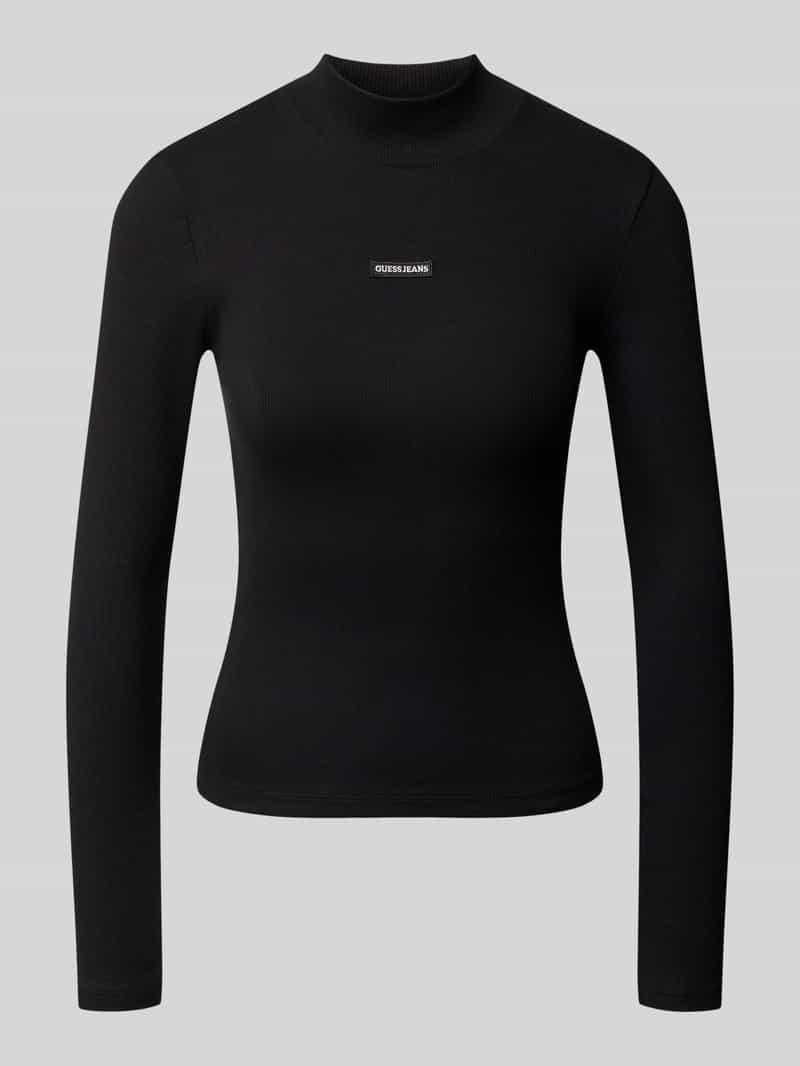 GUESS Jeans slim fit longsleeve van katoenmix met logopatch