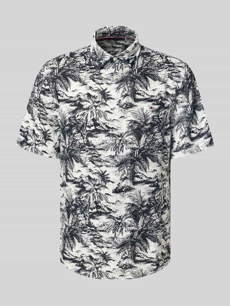 Tommy Hilfiger Regular fit linnen overhemd met tropische print