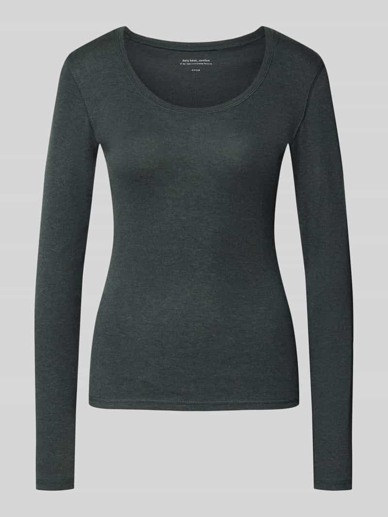 Opus Shirt met lange mouwen en geribde ronde hals model 'Sorana'
