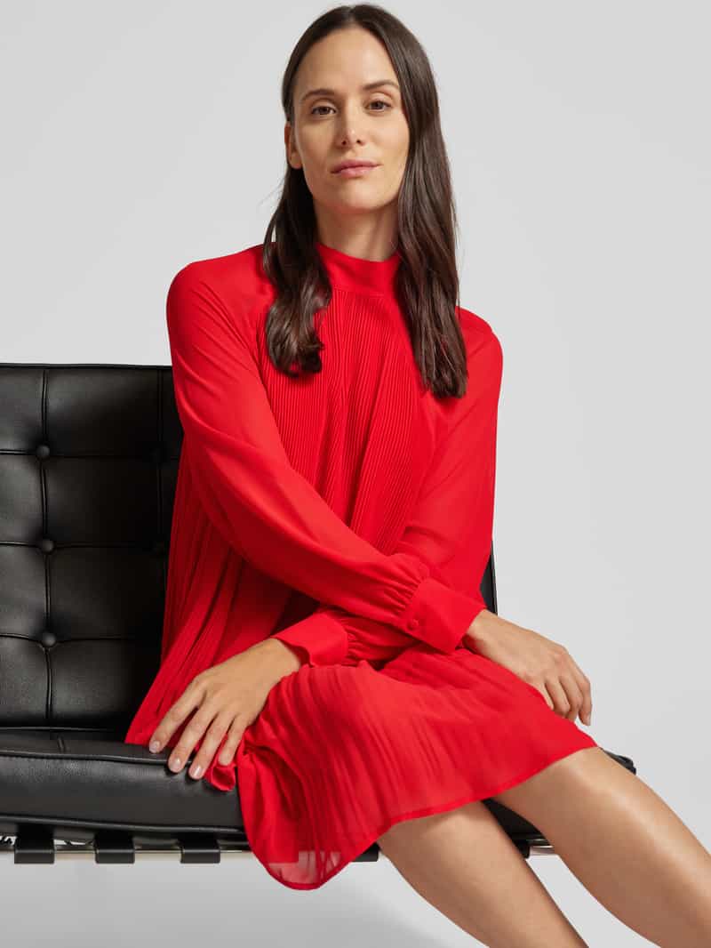 Jake*s Collection Knielange jurk met plissévouwen