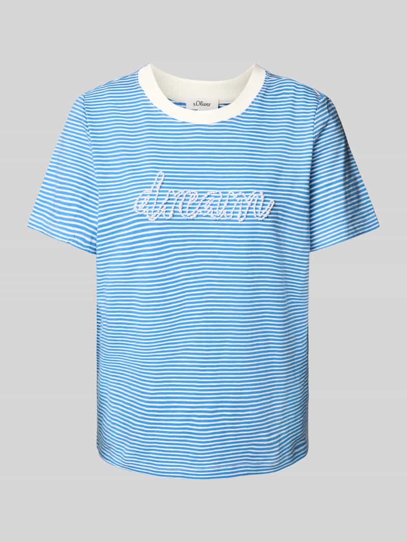 s.Oliver RED LABEL Regular fit T-shirt van puur katoen met tekst in sierkralen