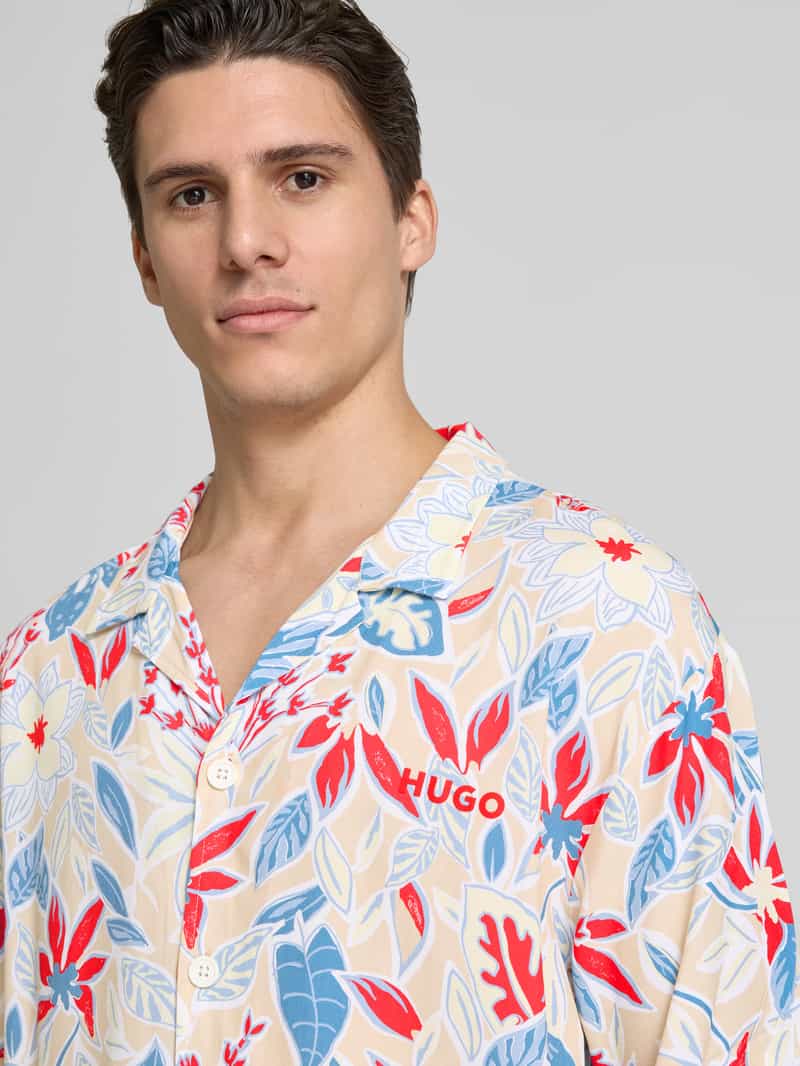 HUGO Relaxed fit vrijetijdsoverhemd met 1 2-mouwen