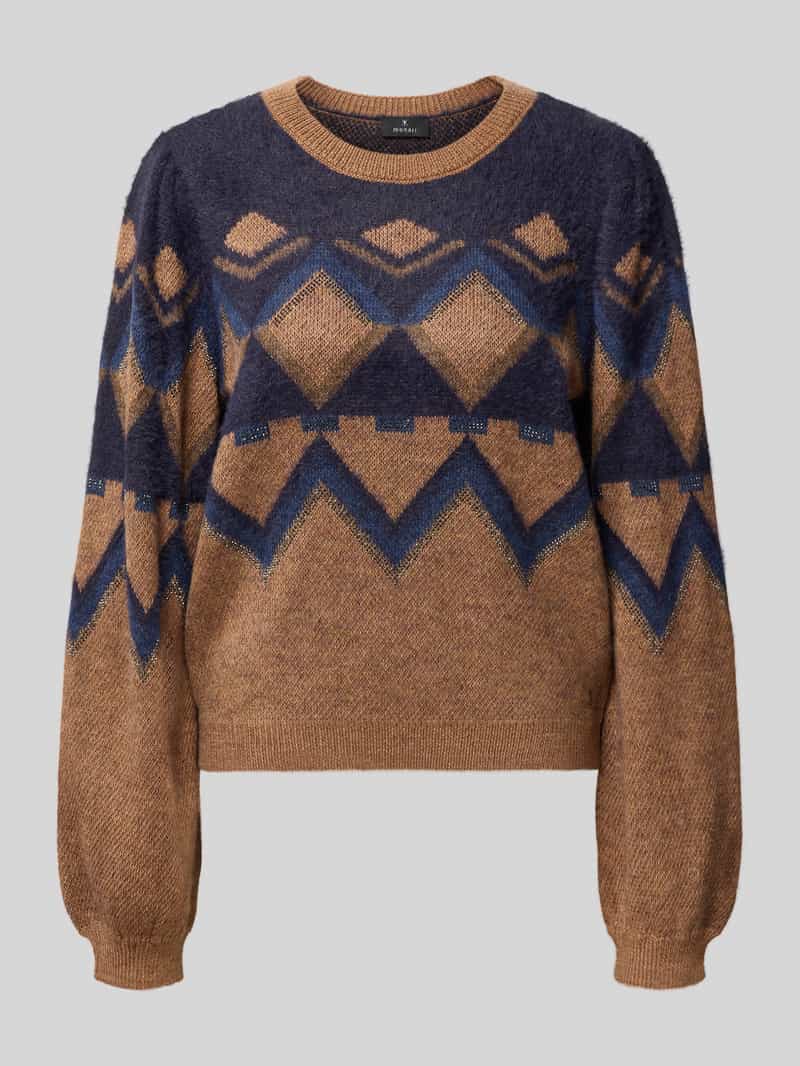 Monari relaxed fit gebreide pullover met wol