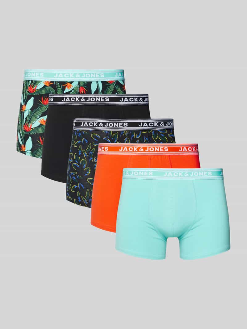 jack & jones Boxershort met elastische band met label in een set van 5 stuks model 'WEST LEAF'