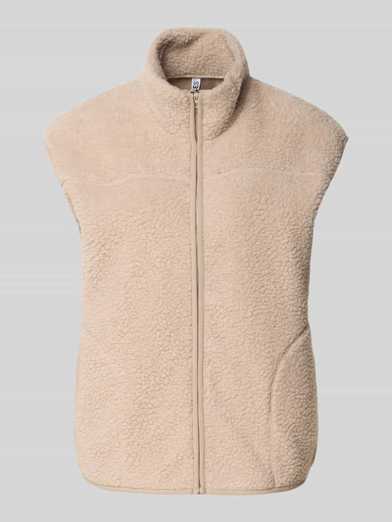 Pieces Comfort fit gilet van teddybont met opstaande kraag model 'SADIA'