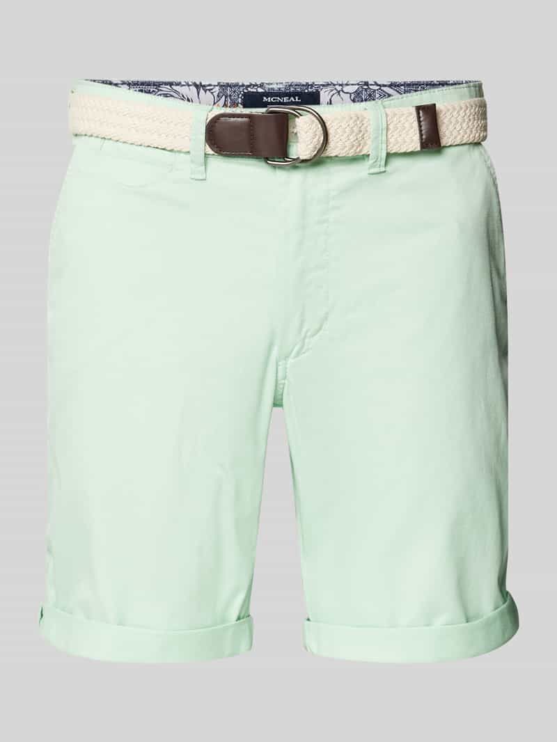Slim fit bermuda met riem