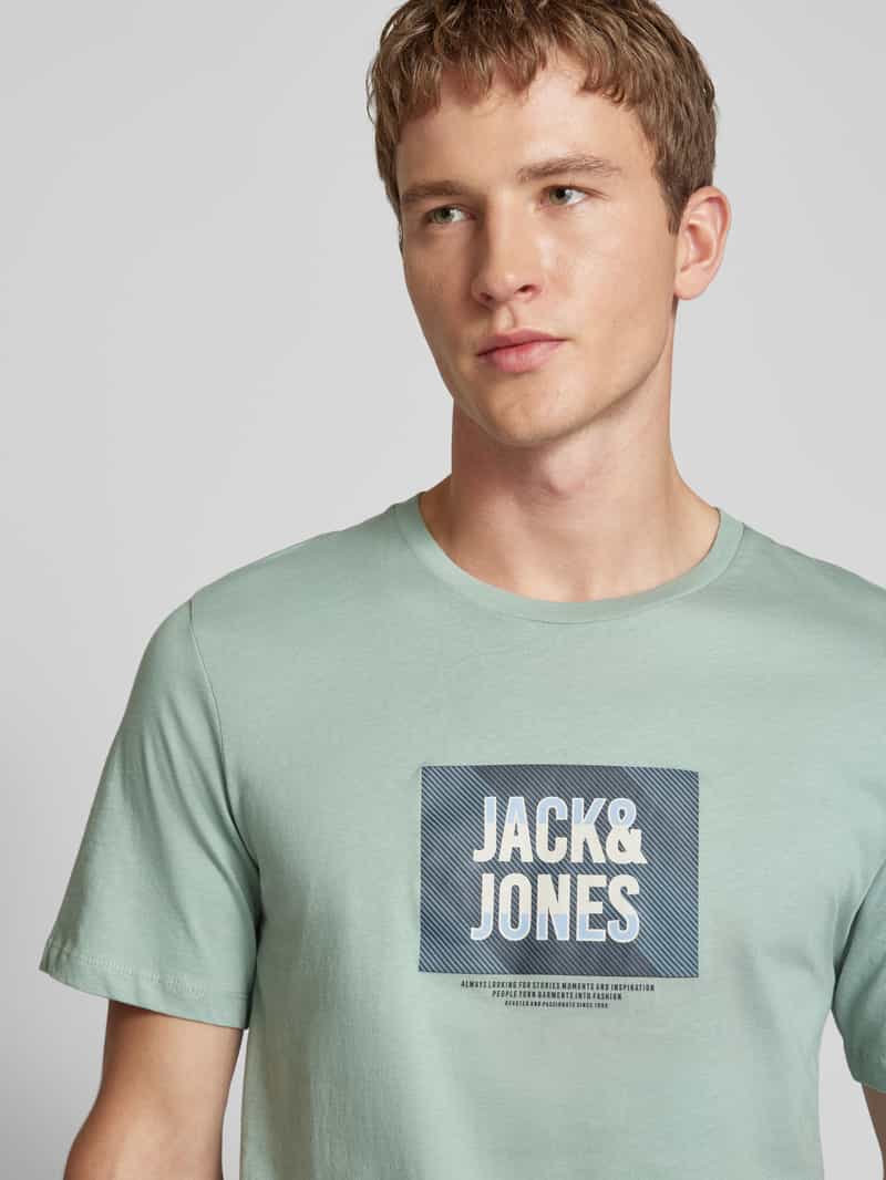 jack & jones T-shirt met labelprint model 'HUDSON'