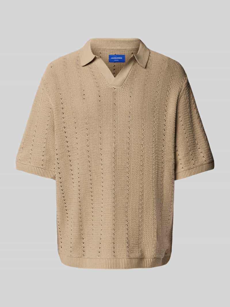 jack & jones Relaxed fit poloshirt met ajourpatroon model 'PAROS'