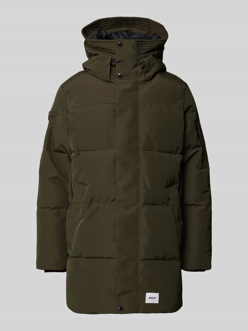 khujo Regular fit gewatteerde lange jas met logopatch model 'Zeno'
