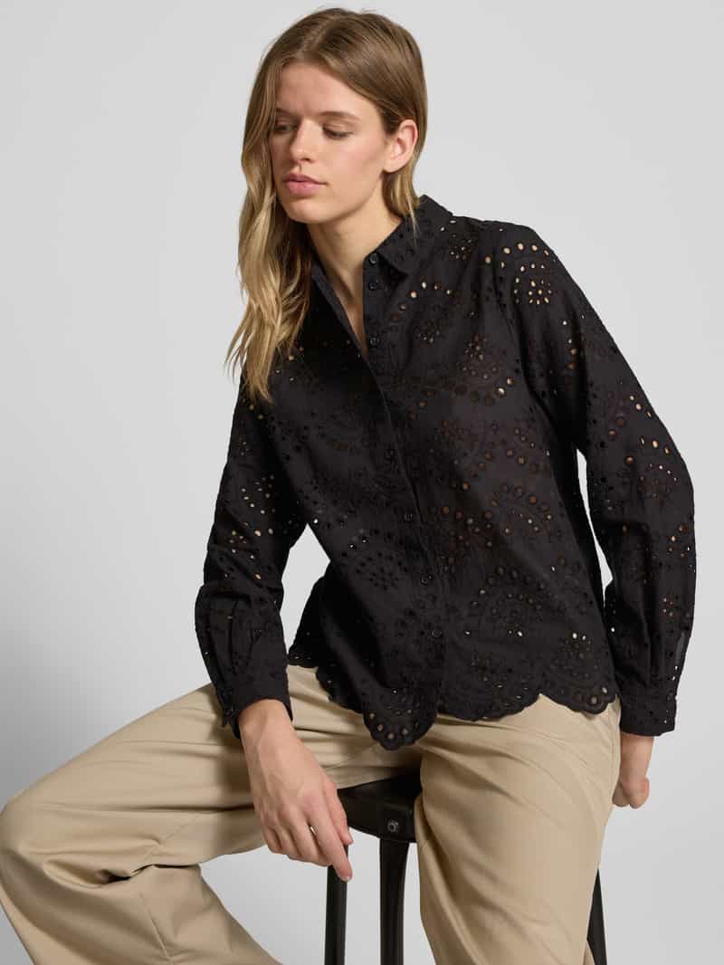 Pieces Regular fit blouse met lange mouwen van puur katoen model 'VILDE'