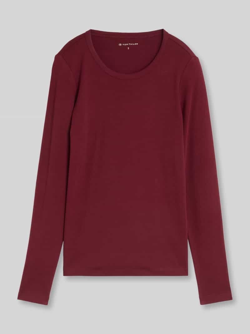 Tom Tailor - Basic katoenen shirt met lange mouwen - Maat XXL - Preppy Plum