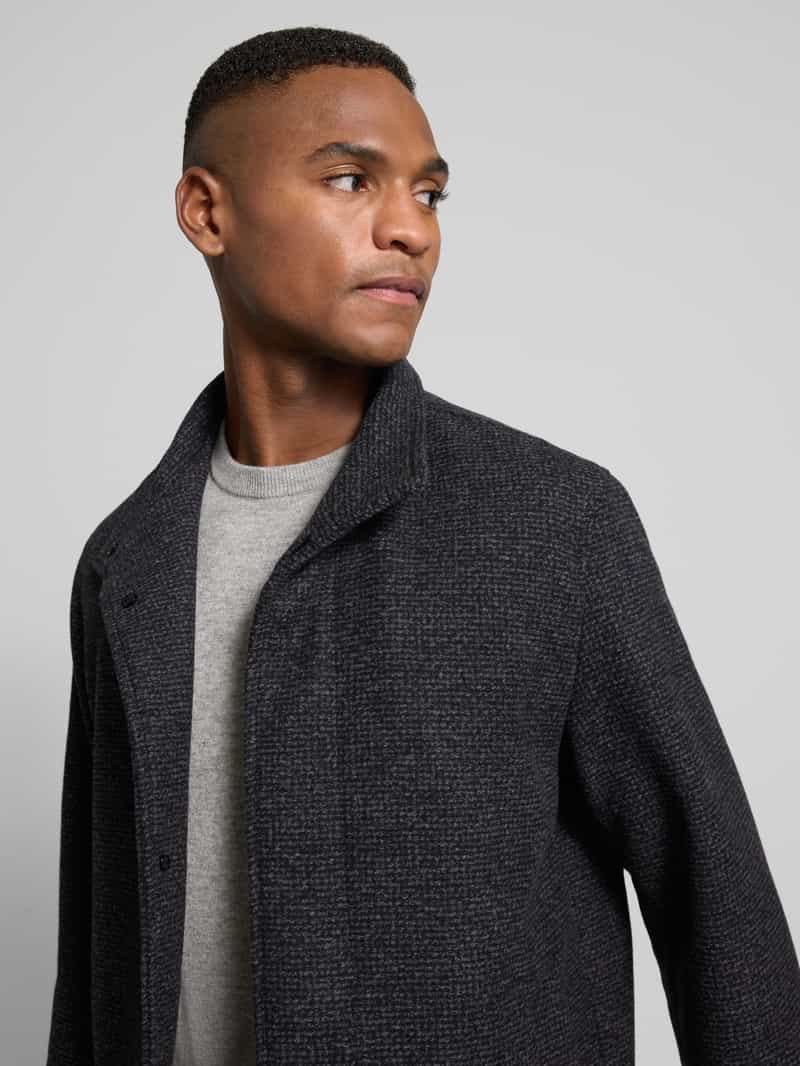 JACK & JONES Premium Lange jas van wolmix met opstaande kraag en steekzakken