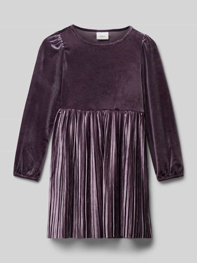 s.Oliver RED LABEL Getailleerde fluwelen jurk met plissérok
