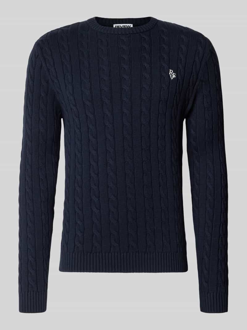 REVIEW Slim fit gebreide pullover met kabelpatroon
