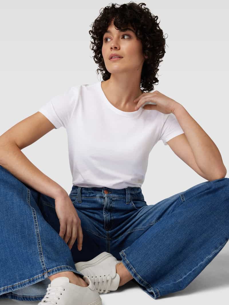 Boss Orange T-shirt met geribde ronde hals model 'Esla'