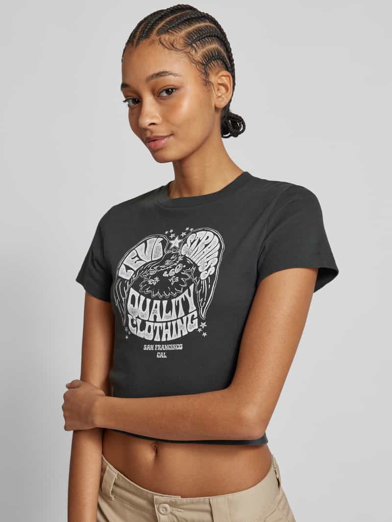Levi's T-shirt met geribde ronde hals