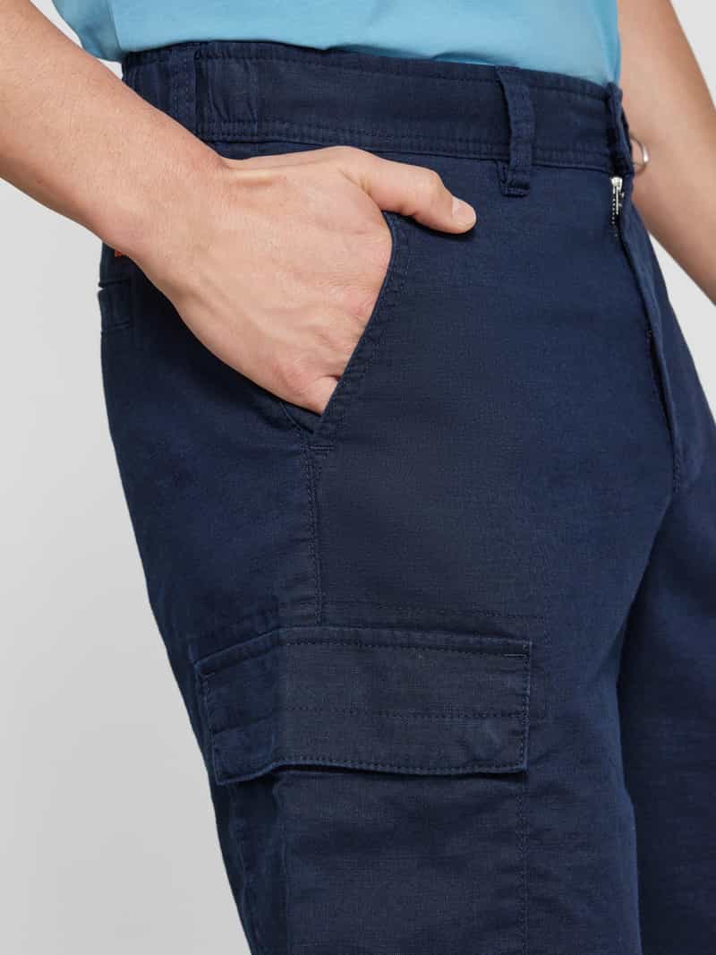 Boss Orange Regular fit linnen korte broek met cargozakken model 'Sisla'