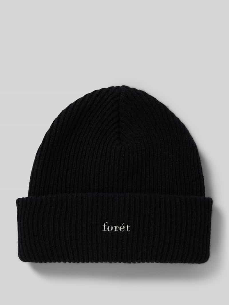 Forét Beanie van wolmix met labelstitching