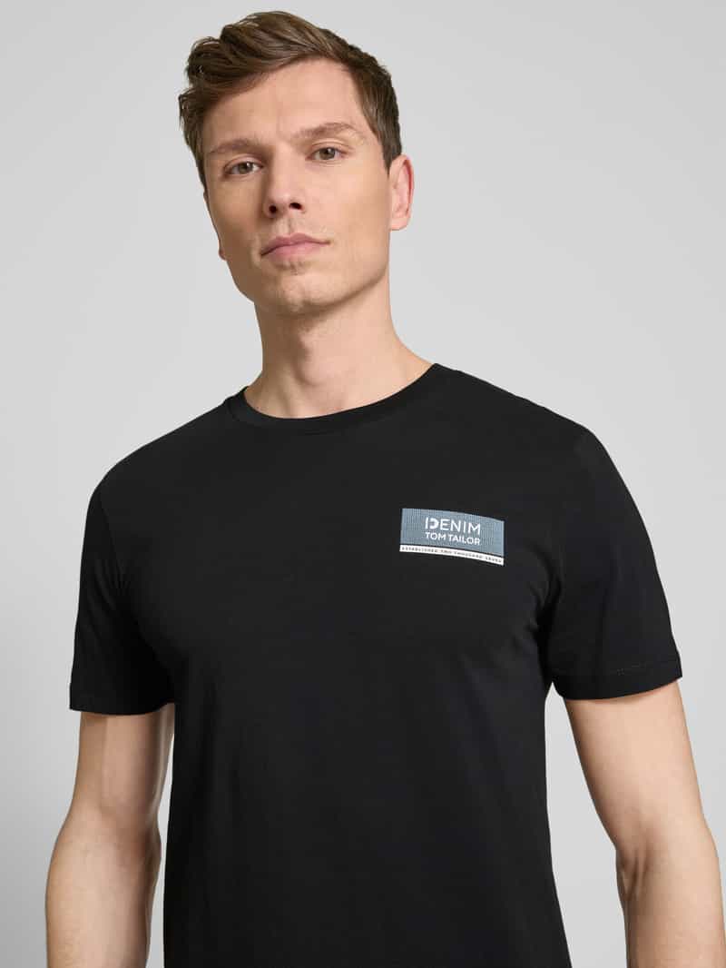 Tom Tailor Denim Regular fit T-shirt met groot labelopschrift
