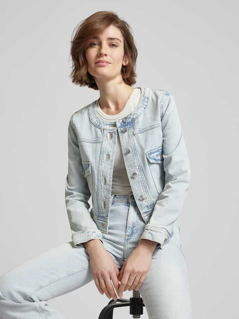 Oui Denim jack met ronde hals