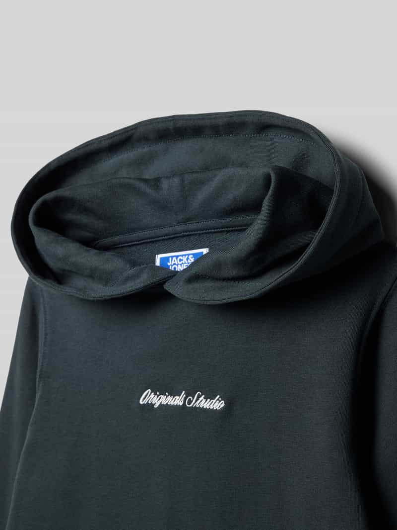 jack & jones Hoodie met labelstitching en kangoeroezak