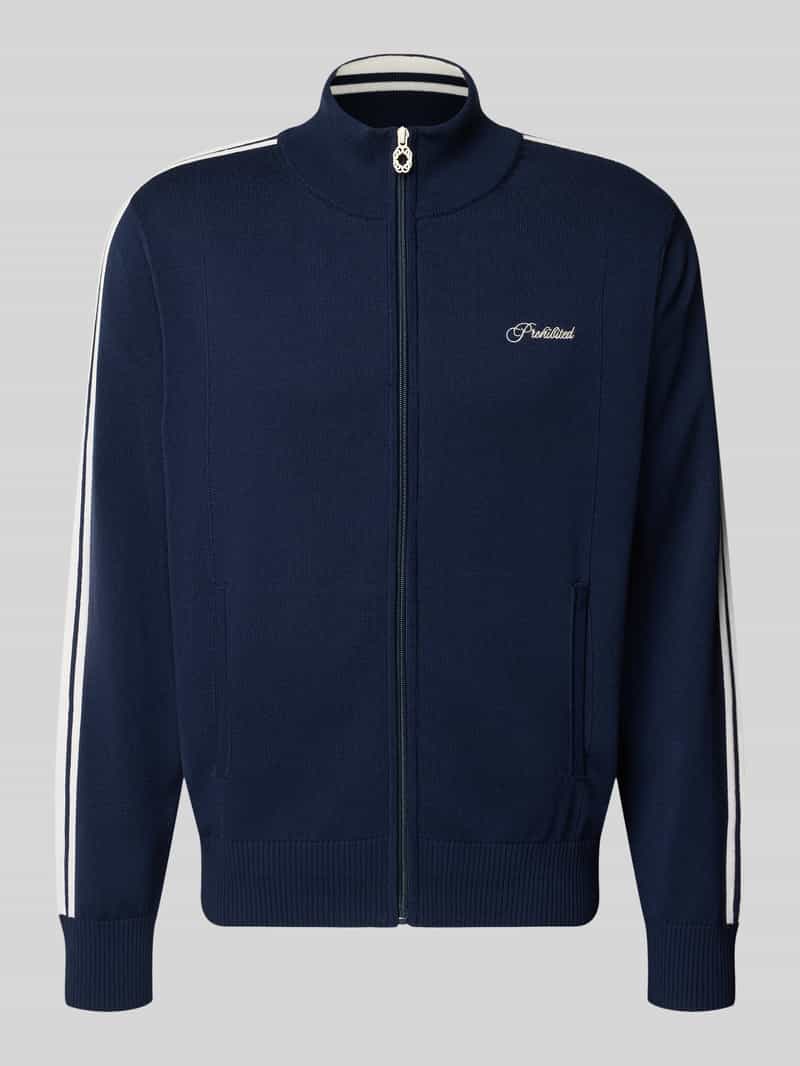 PROHIBITED Gebreid jack met labelstitching model 'VARSITY'