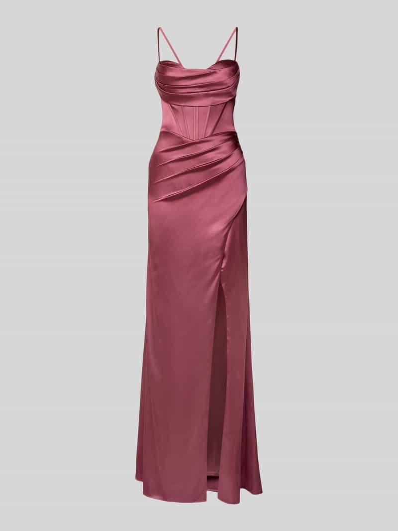 luxuar Avondjurk van satijn met loopsplit en vetersluiting aan de achterkant