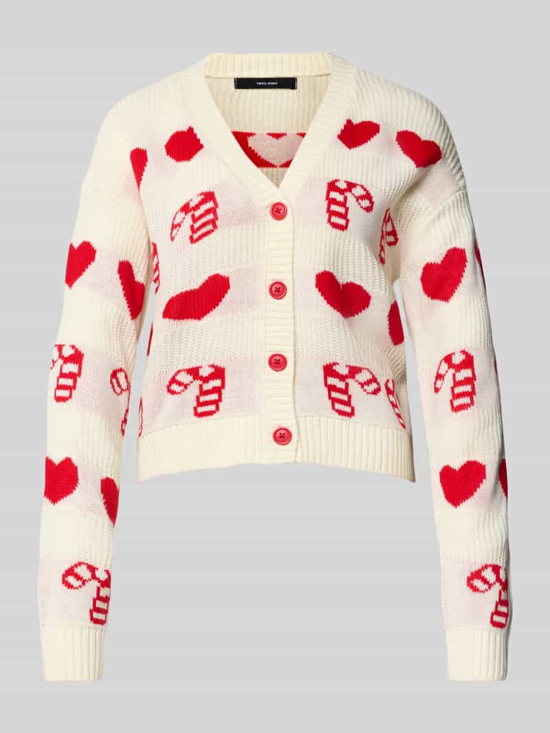 Vero Moda Gebreid jack met kerstmotief model 'CANDYHEARTS'