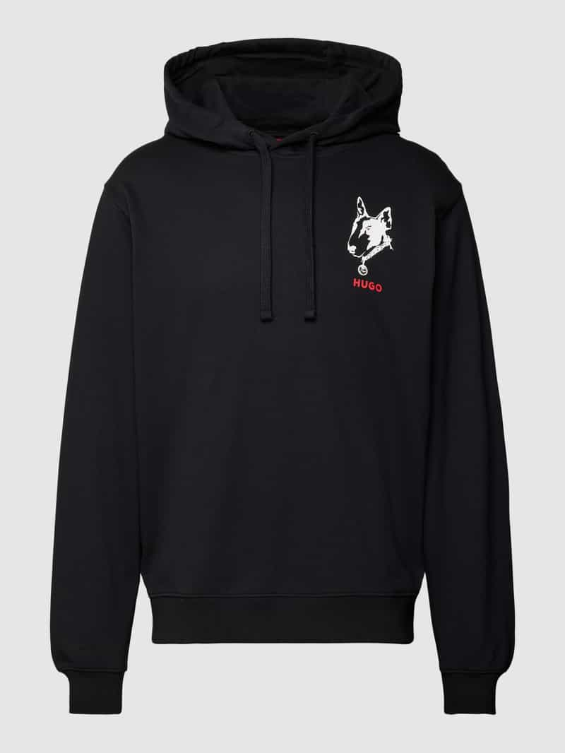 HUGO Hoodie met motief- en labelprint model 'Dammico'