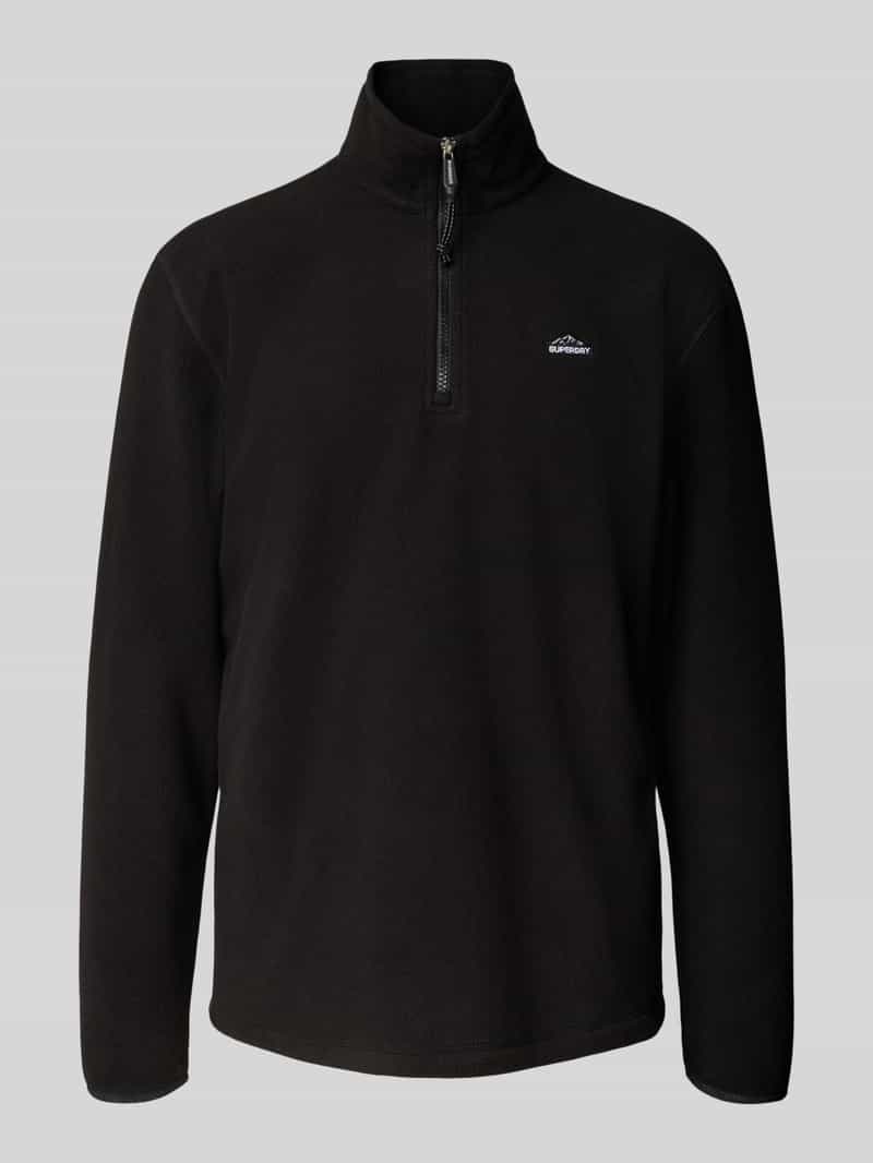 Superdry Fleecepullover met labelstitching en opstaande kraag
