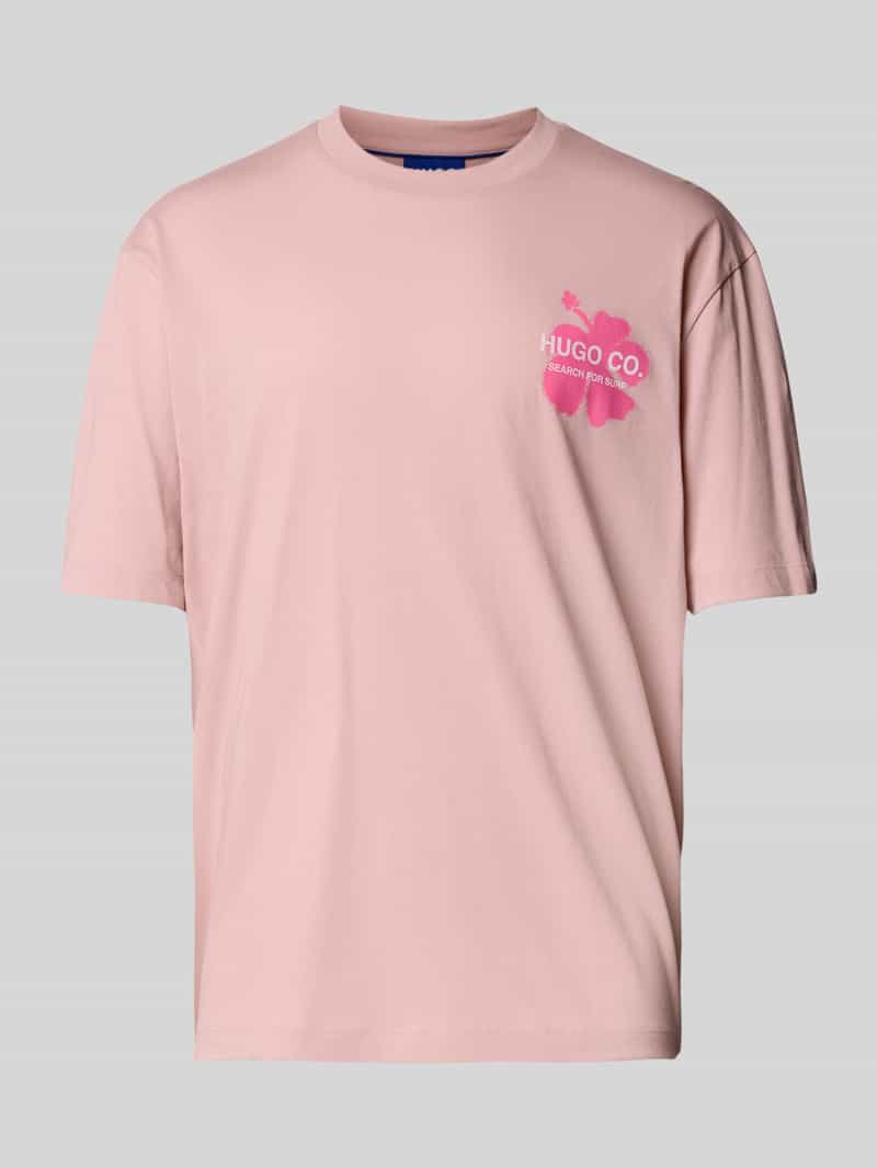 Hugo Blue T-shirt met labelprint model 'Nodiwop'