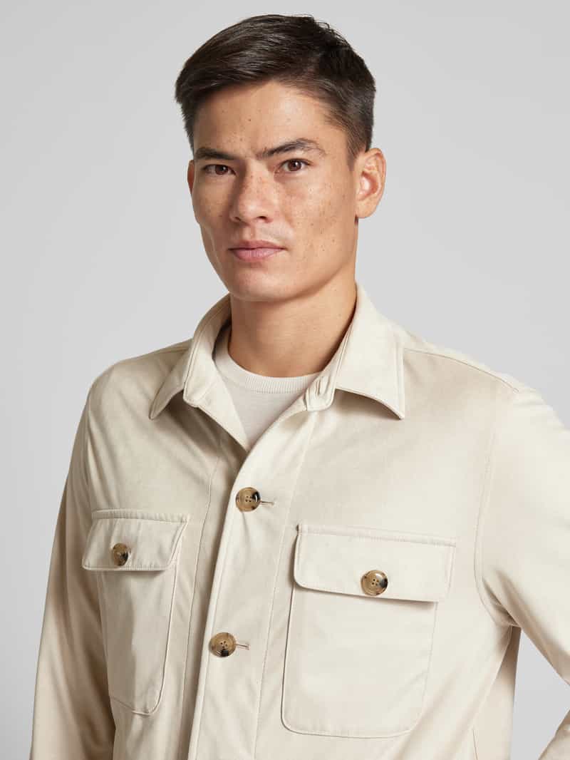 Boss Regular fit overhemdjack met paspelzakken op de borst model 'Hutson'
