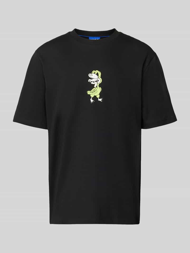 Hugo Blue T-shirt met motiefprint model 'Nutongo'