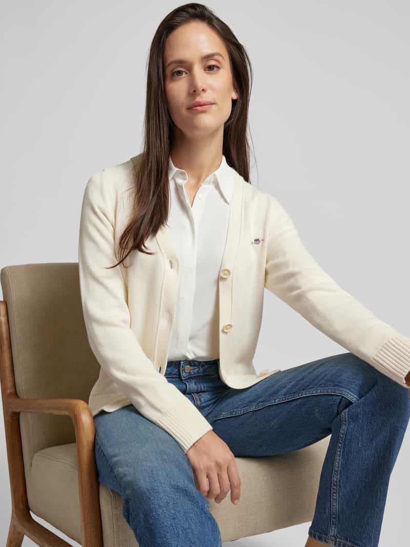 Gant Gebreid vest met labelstitching