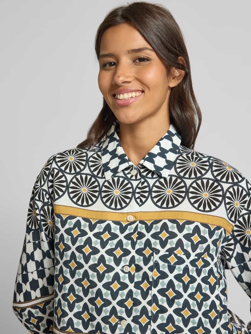 Marc O'Polo Regular fit linnen blouse met all-over motief