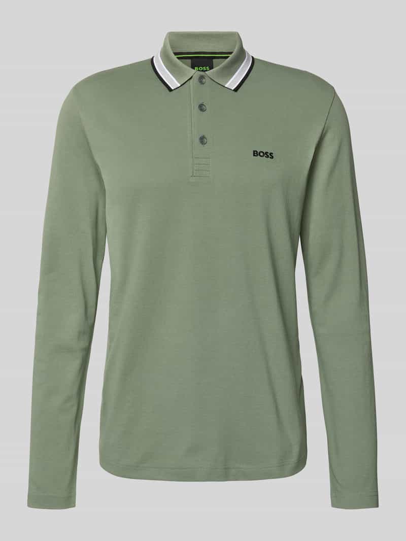 BOSS GREEN Poloshirt met lange mouwen Plisy met strepen op de kraag