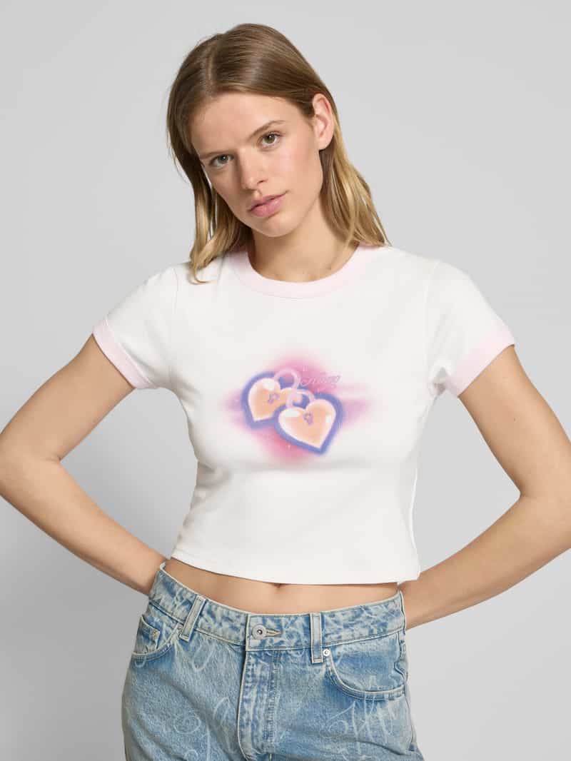 Hugo Blue Kort T-shirt met labelprint model 'Dalia'