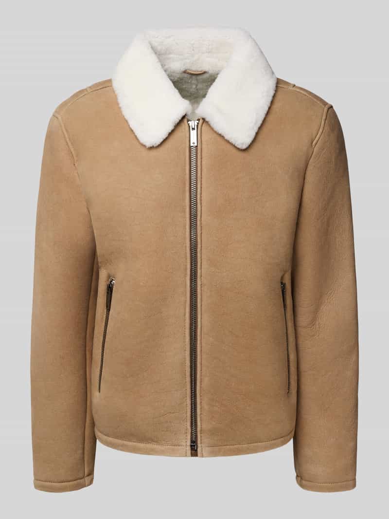 Strellson Regular fit leren jack van echte lamswol model 'MONTY'