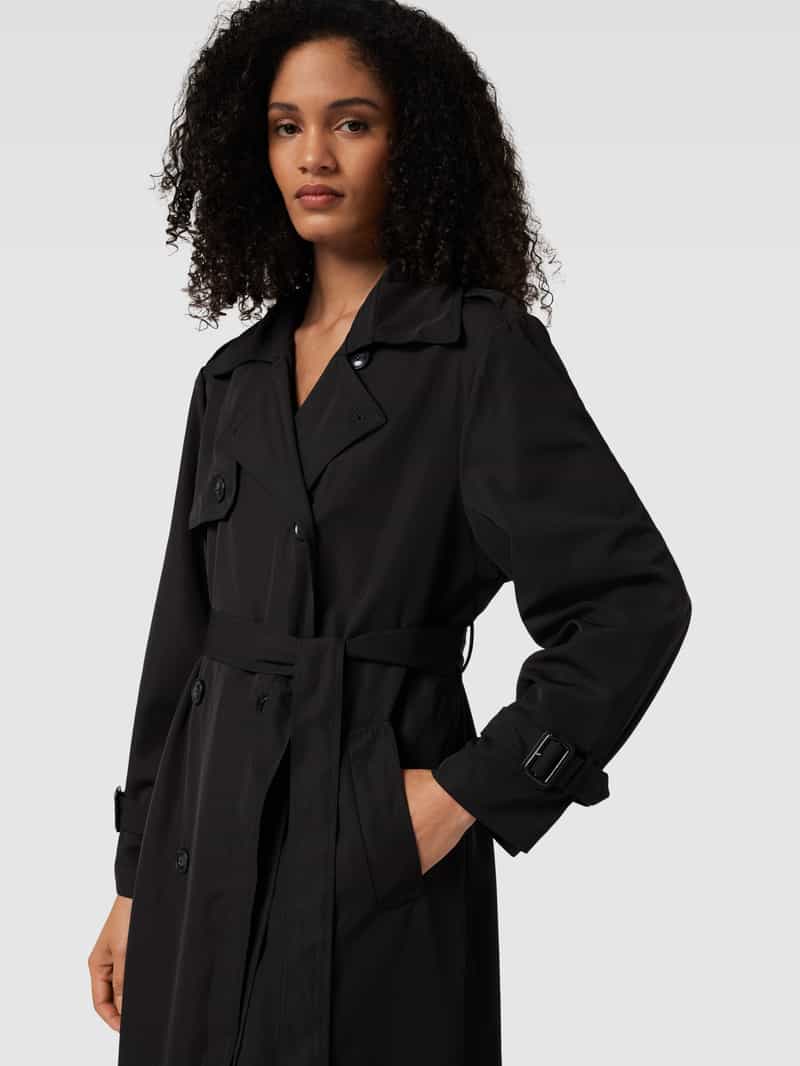 WITHBLACK Lange jas met stoffen ceintuur