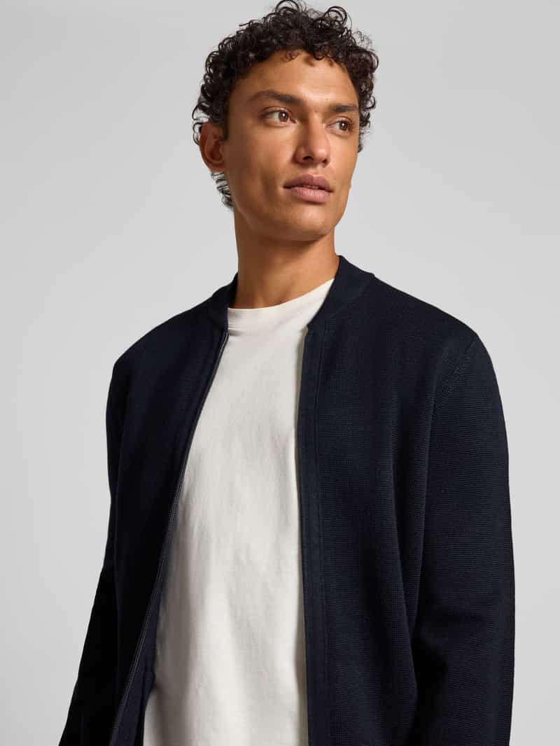 Christian Berg Men Slim fit gebreid jack met opstaande kraag