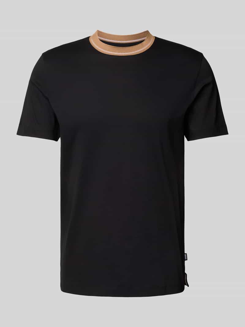 Boss T-shirt met geribde ronde hals model 'Tessler'