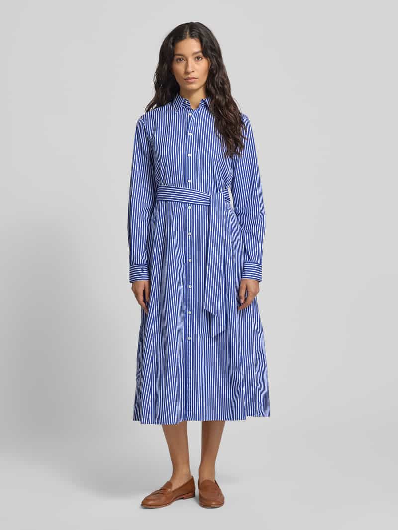 Polo Ralph Lauren overhemdjurk met strikceintuur marineblauw, foto 3