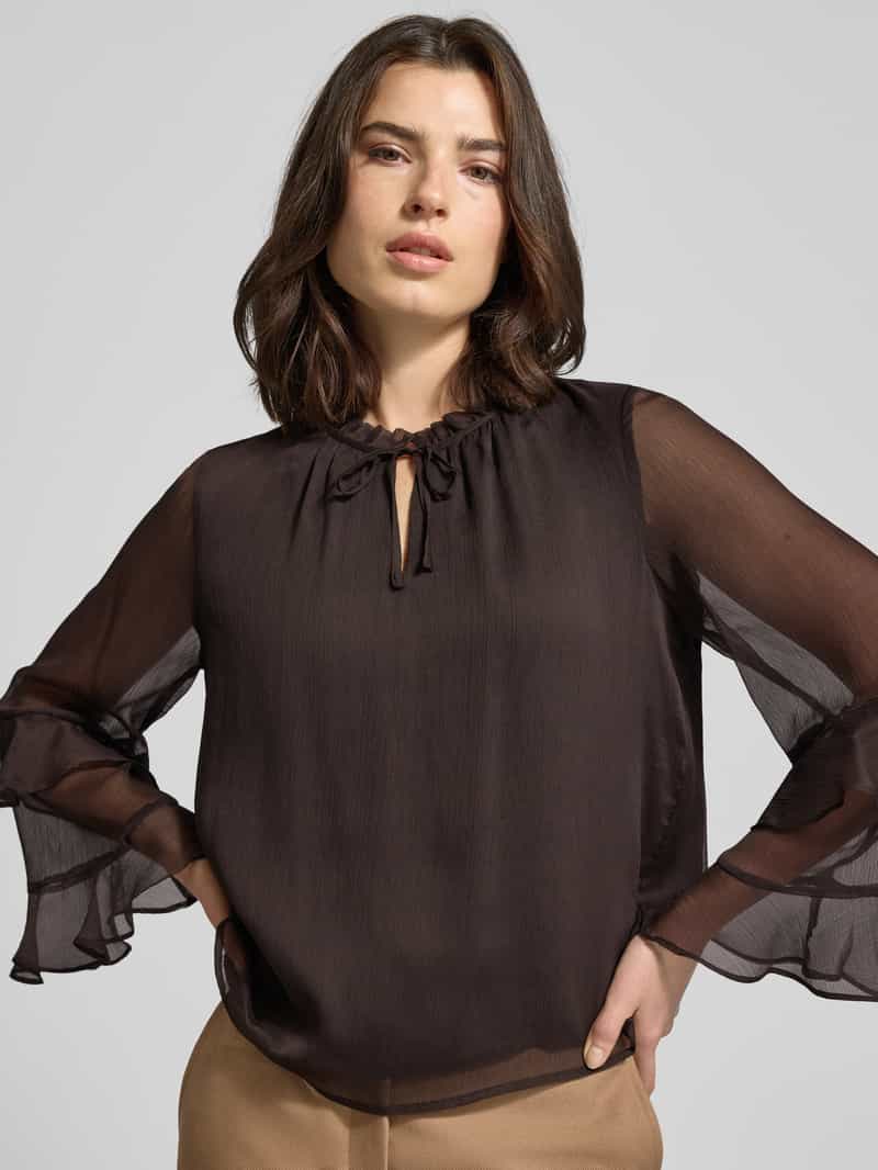 comma Blouse met ruches en druppelvormige hals