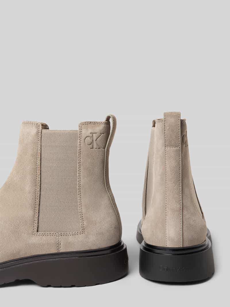 Calvin Klein Jeans Chelsea boots van een mix van leer en textiel met elastische inzetten
