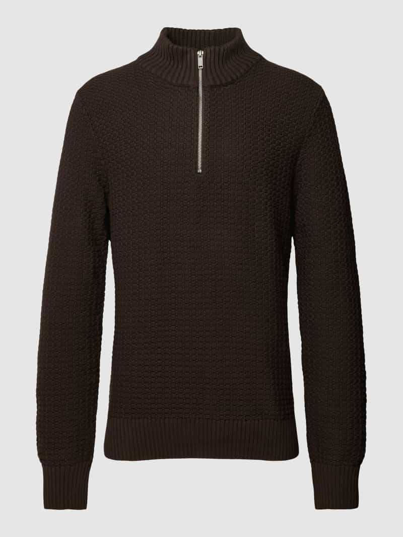 Selected Homme Gebreide pullover met opstaande kraag en ritssluiting model 'THIM'