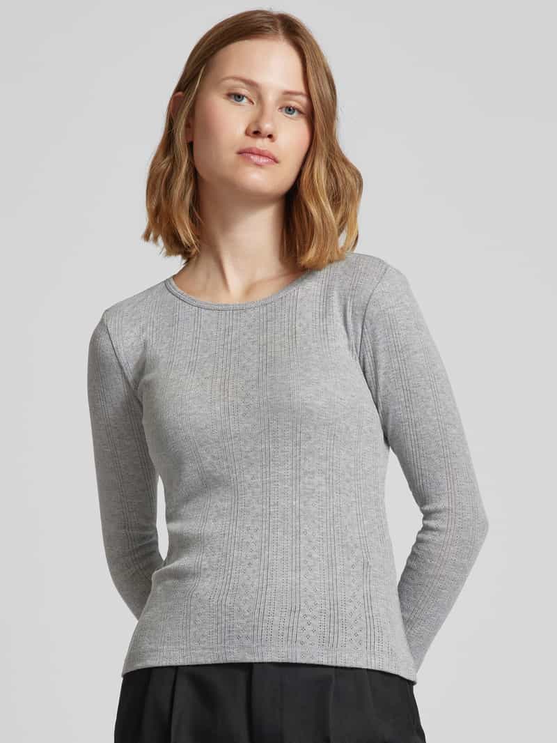 Vero Moda Slim fit shirt met lange mouwen en fijn ajourpatroon
