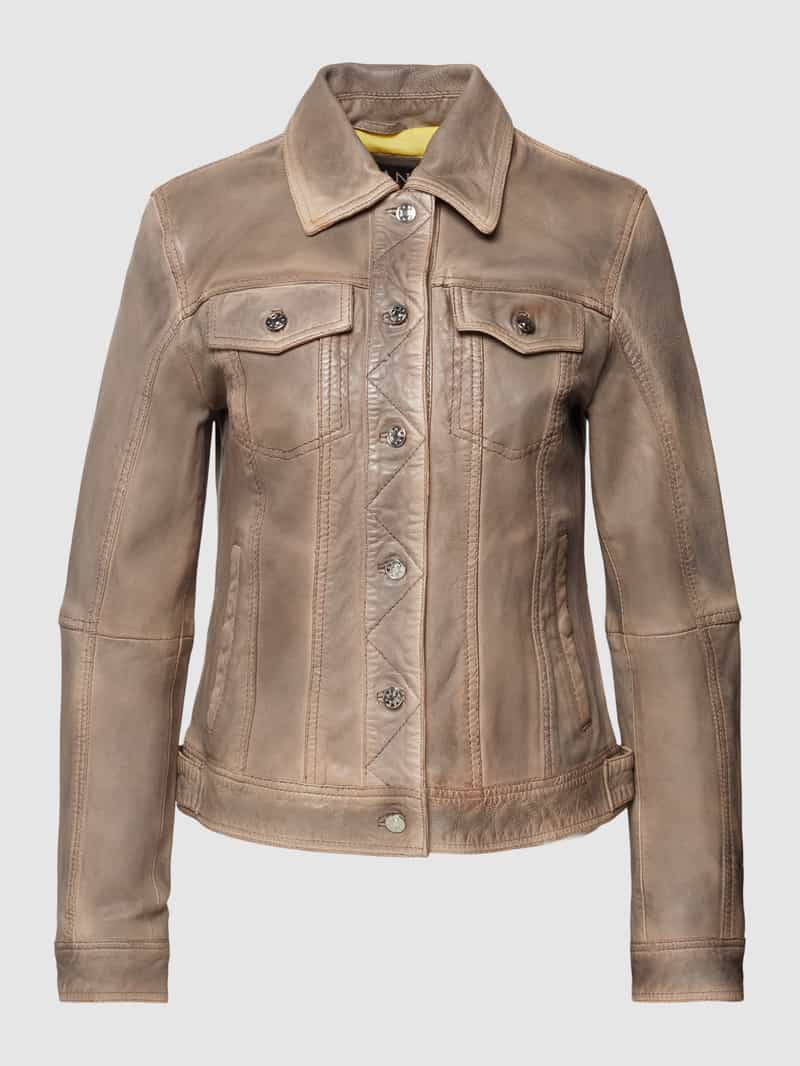 Leren jack met platte kraag Jilani