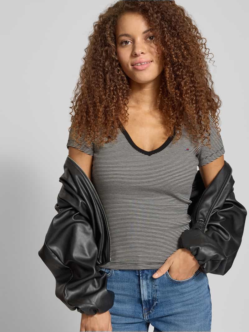 Tommy Jeans Slim fit T-shirt van katoenmix